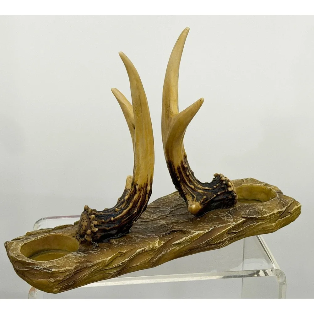 Rivers Edge Faux Antler Salt & Pepper Napkin Holder Rustic Trinket Ring Holder